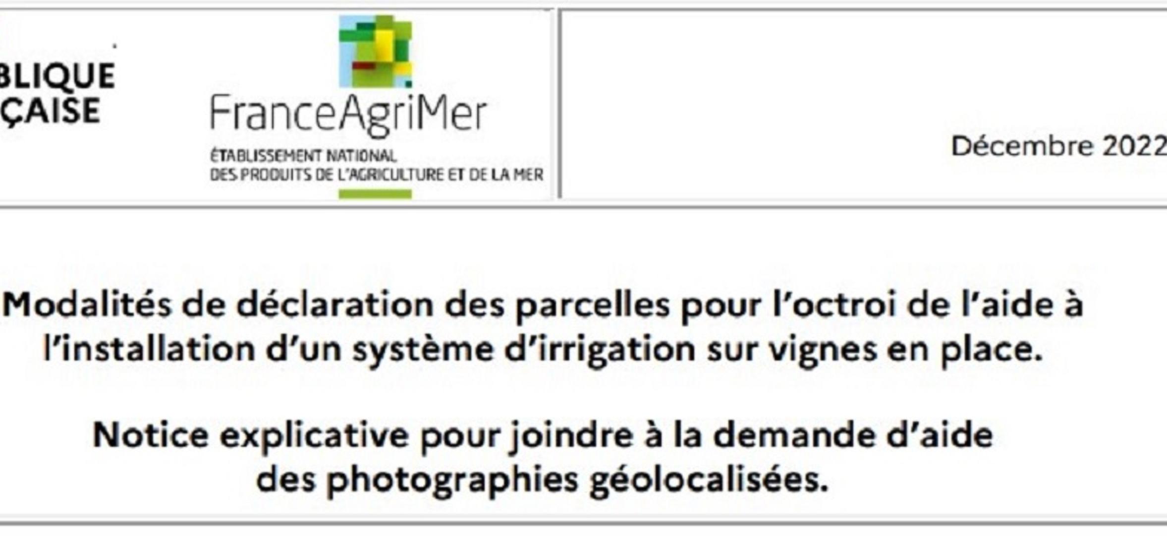Notice explicative concernant l'aide à l'installation d'un système d'irrigation