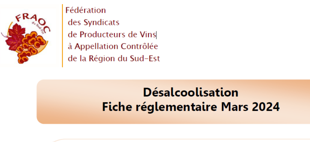 Désalcoolisation : fiche règlementaire