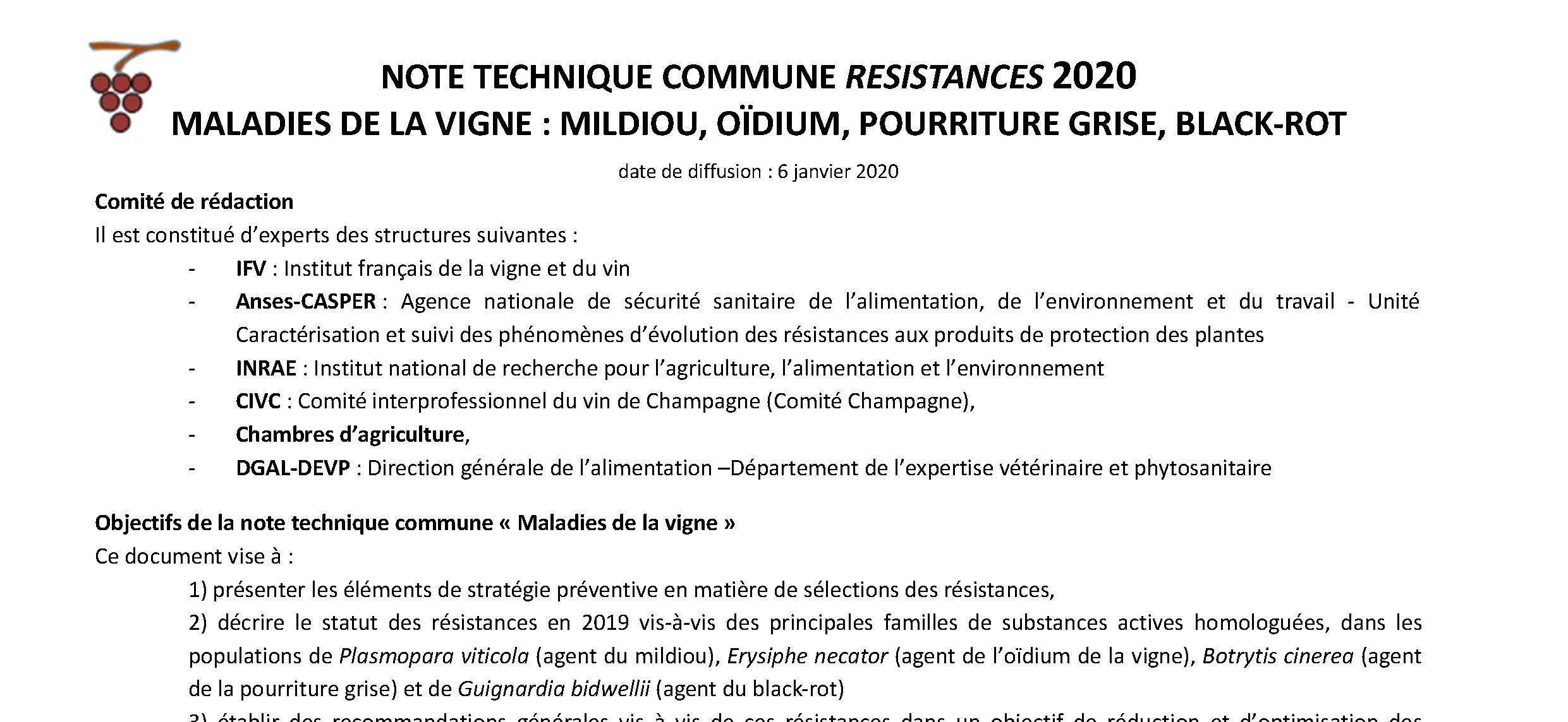 Gestion des résistances aux maladies en 2020