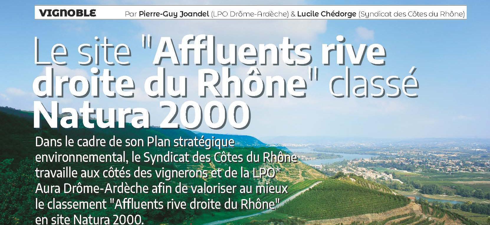 Le site Affluents rive droite du Rhône classé "Natura 2000"