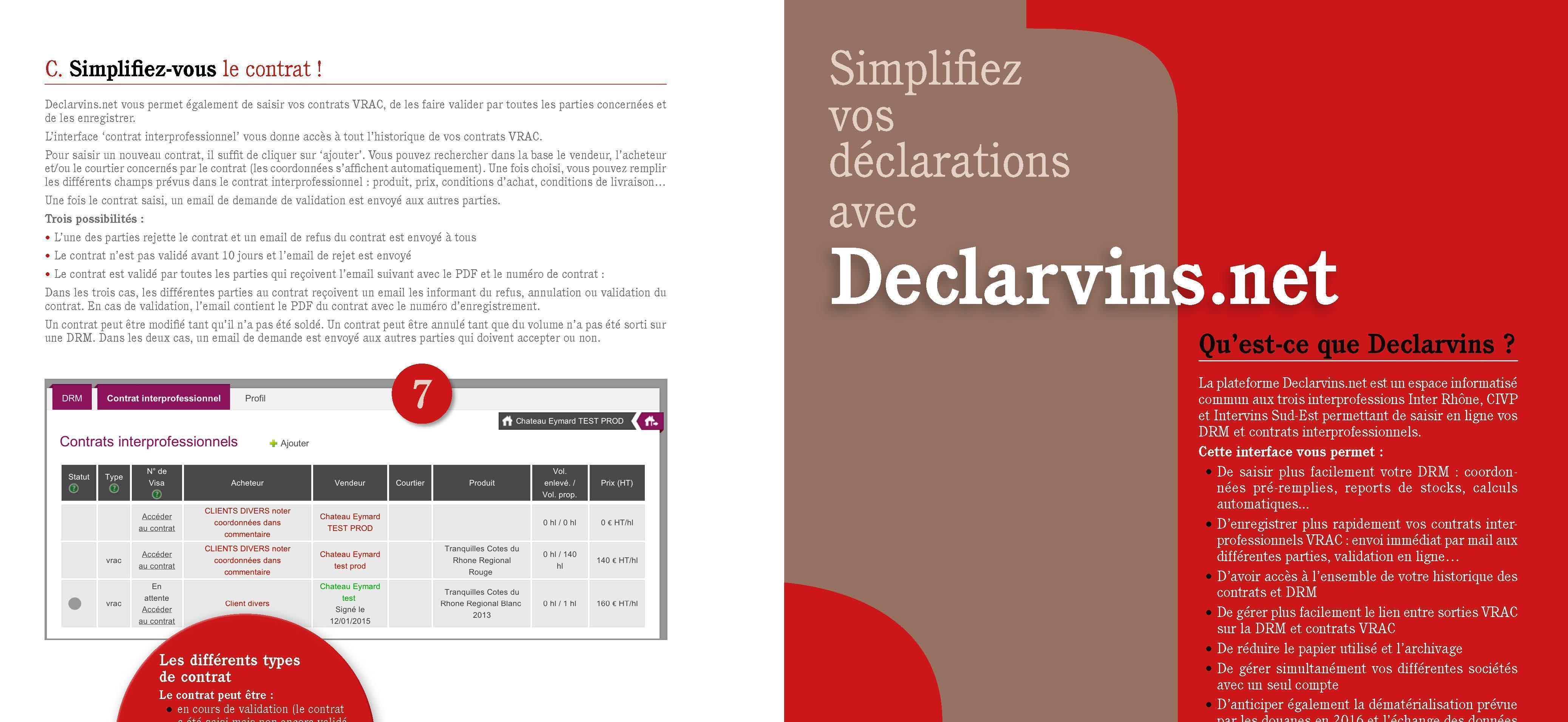 Brochure de présentation de la plateforme Declarvins.net